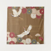 鶴と菊日本のが伝統的舞う タペストリー (正面)