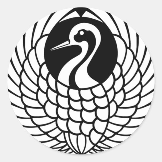 鶴のステッカー ラウンドシール (正面)