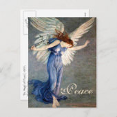 鶴の平和の天使クリスマス シーズンポストカード (正面/裏面)