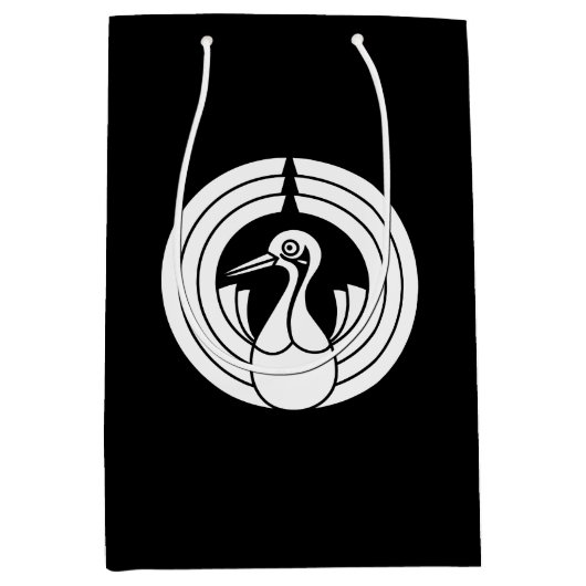 鶴の形の熨斗円 ミディアムペーパーバッグ (正面)