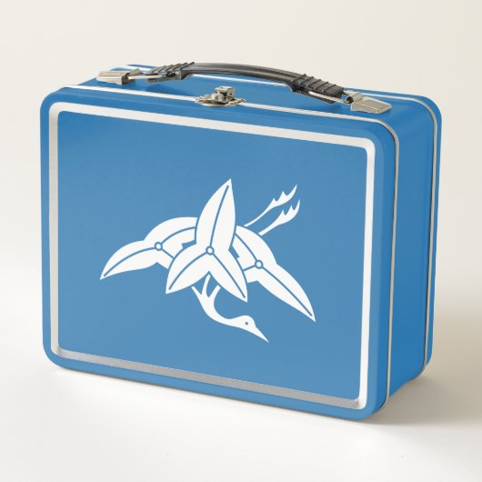 鶴の形の矢尻の弁当箱 メタルランチボックス (正面)