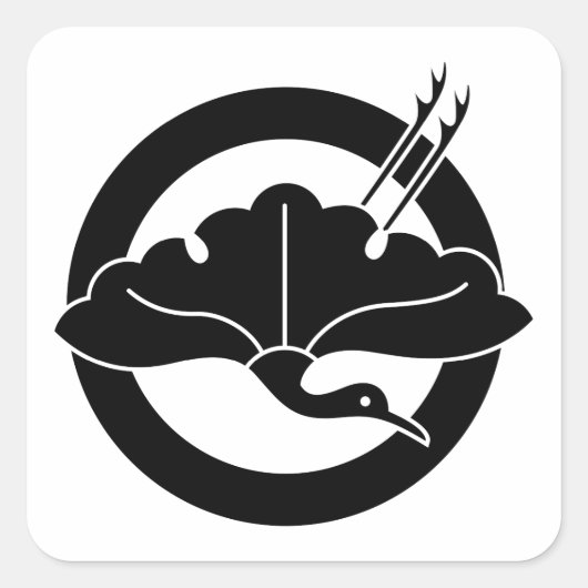 鶴の形をした銀杏の葉 スクエアシール (正面)