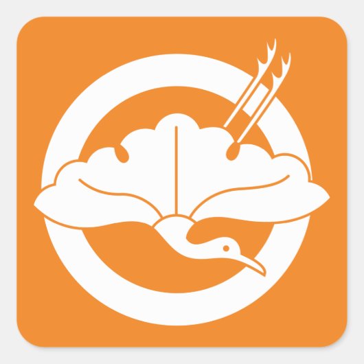 鶴の形をした銀杏の葉 スクエアシール (正面)