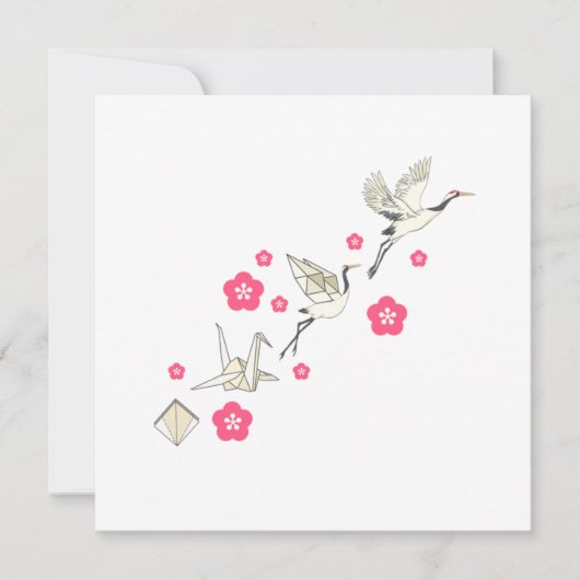 鶴の折り紙日本の文化鳥見ギフト 招待状 (正面)