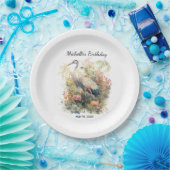 鶴の誕生日フラワー ペーパープレート (パーティー)