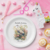 鶴の誕生日フラワー ペーパープレート (パーティー)