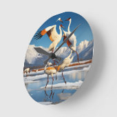 鶴の踊り – 氷の上の挽歌 ラウンド壁時計 (傾斜)
