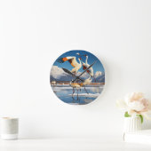 鶴の踊り – 氷の上の挽歌 ラウンド壁時計 (ホーム)