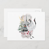 鶴の鳥のアートワーク日本の インビテーションポストカード (正面/裏面)