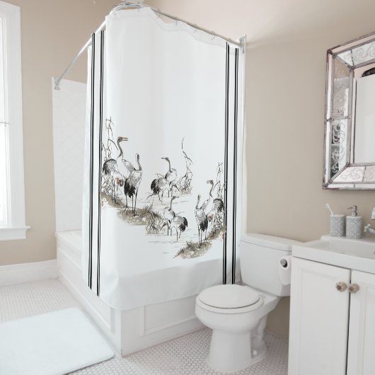 . .鶴の鳥の動物の湿原にシャワーカーテン シャワーカーテン (インサイチュ)