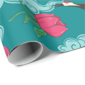 鶴や牡丹などの継ぎ目のない模様。ヴィンテージ  ラッピングペーパー (ロールコーナー)