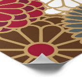 鶴や菊がパッ日本のと伝統的鳴る ポスター (角)