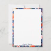 鶴カラフルと花パーソナライズされた ノートカード (正面)