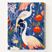 鶴カラフル花柄 ノートブック (裏面)