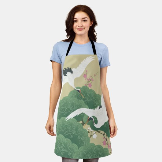 鶴日本のと松 エプロン (着用した状態)