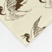 鶴日本ののスケッチ茶色のフリースブランケット フリースブランケット (角)