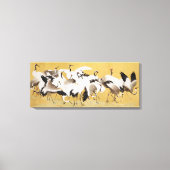 鶴日本のの群れ、ヴィンテージ印刷、 キャンバスプリント (正面)