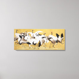 鶴日本のの群れ、ヴィンテージ印刷、 キャンバスプリント