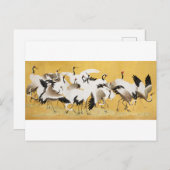 鶴日本のの群れ – 石田勇亭 –  ポストカード (正面/裏面)