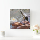 鶴日本のの長寿 スクエア壁時計 (ホーム)