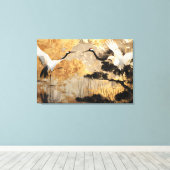 鶴日本のの鳥 キャンバスプリント (インサイチュ (ウッドフロア))