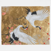 鶴日本のの鳥 フリースブランケット (正面(横))