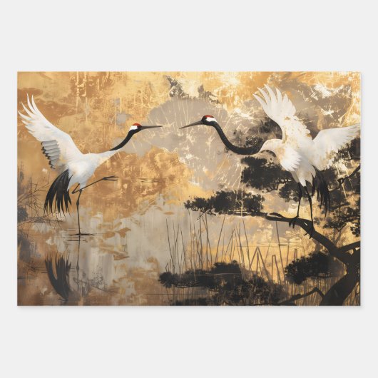 鶴日本のの鳥 ラッピングペーパーシート (正面3)