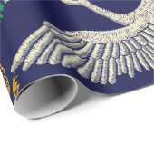 鶴日本の波花。刺しゅうが悪い ラッピングペーパー (ロールコーナー)