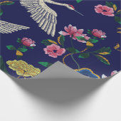 鶴日本の波花。刺しゅうが悪い ラッピングペーパー (角)