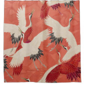 鶴日本の焼きオレンジの着物織芸 シャワーカーテン (正面)