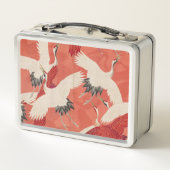 鶴日本の焼きオレンジの着物織芸 メタルランチボックス (裏面)