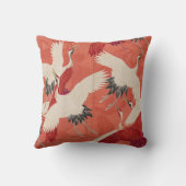 鶴日本の焼きオレンジ着物アートヴィンテージ クッション (裏面)