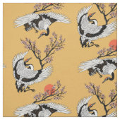 鶴日本の鳥及び咲き桜 ファブリック (見本)