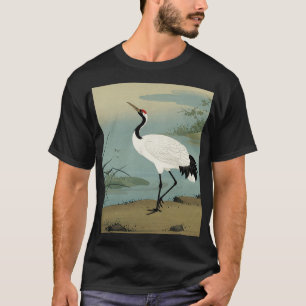 「鶴水」Japanese style ink painting T-shirt Tシャツ
