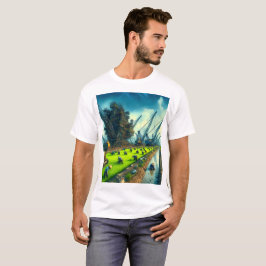 鶴絵を描が乗っている畑 Tシャツ