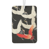 鶴飛んでいる:鳥日本のの着物アート カーエアーフレッシュナー (裏面)