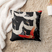 鶴飛んでいる：鳥日本のの着物アート クッション (ブランケット)