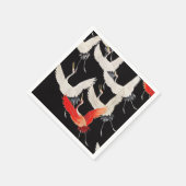 鶴飛んでいる:鳥日本のの着物アート スタンダードカクテルナプキン (角)