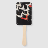 鶴飛んでいる:鳥日本のの着物アート ハンドファン (正面)