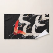 鶴飛んでいる：鳥日本のの着物アート バスタオルセット (ハンドタオル)