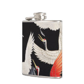 鶴飛んでいる：鳥日本のの着物アート フラスク (左)
