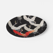 鶴飛んでいる:鳥日本のの着物アート ペーパープレート (アングル)