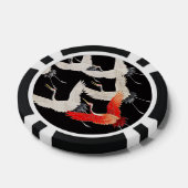 鶴飛んでいる：鳥日本のの着物アート ポーカーチップ (シングル)