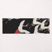 鶴飛んでいる：鳥日本のの着物アート ヨガマット (裏面(横))