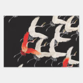 鶴飛んでいる：鳥日本のの着物アート ラッピングペーパーシート (正面3)