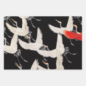 鶴飛んでいる：鳥日本のの着物アート ラッピングペーパーシート (正面2)