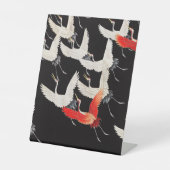 鶴飛んでいる：鳥日本のの着物アート 台座サイン (正面)