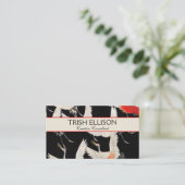 鶴飛んでいる：鳥日本のの着物アート 名刺 (スタンド正面)