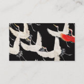 鶴飛んでいる：鳥日本のの着物アート 名刺 (裏面)