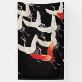 鶴飛んでいる:鳥日本のの着物アート 横断幕 (縦)